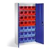 C+P Magazinschrank mit 28 Sichtlagerkästen, H1980xB1000xT420mm Front Enzianblau Korpus Lichtgrau