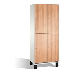 C+P Doppelstockspind Cambio auf Füßen, 4 Fächer, H1980xB800xT525mm, Reinweiß/Kirsche