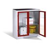 C+P Werkzeug-Beistellschrank mit Sichtfenster-Drehtüren, 1 Boden, H1000xB930xT500mm Front Rubinrot Korpus Lichtgrau