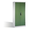 C+P Schwerlastschrank mit Drehtüren, 3 Böden und 3 Schübe, H1950xB930xT500mm Front Resedagrün Korpus Lichtgrau