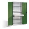 C+P Werkzeugschrank mit Drehtüren, 3 Böden und 3 Schübe, H1950xB930xT500mm Front Resedagrün Korpus Lichtgrau