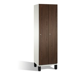 C+P Umkleidespind Cambio auf Füßen, 2 Abteile, H1980xB600xT525mm, Reinweiß/Wenge