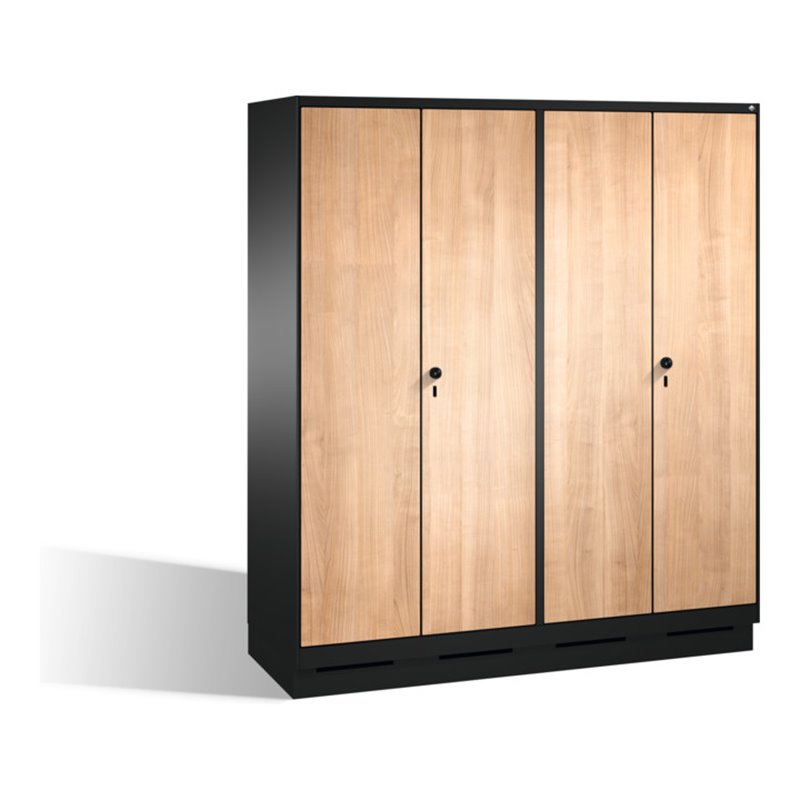 C+P Doppelspind Evolo auf Sockel, 4 Abteile, H1800xB1600xT500mm Korpus Schwarzgrau