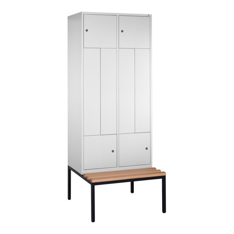C+P Z-Spind mit Sitzbank, für 4 Personen, H2090xB820xT510/825mm Front Lichtgrau Korpus Lichtgrau
