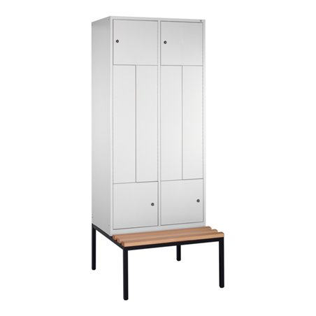 C+P Z-Spind mit Sitzbank, für 4 Personen, H2090xB820xT510/825mm Front Lichtgrau Korpus Lichtgrau
