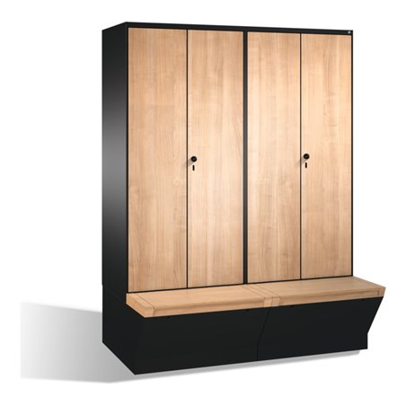 C+P Doppelspind Evolo mit Sitzbox, 4 Abteile, H2090xB1600xT500/815mm Korpus Schwarzgrau