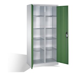 C+P Werkzeugschrank mit Drehtüren, innen 10 Fächer, H1950xB930xT500mm Front Resedagrün Korpus Lichtgrau