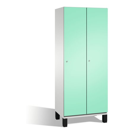 C+P Umkleidespind Cambio auf Füßen, 2 Abteile, H1980xB800xT525mm Front Lichtgrün Korpus Lichtgrau