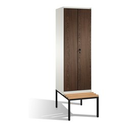 C+P Doppelspind Evolo mit Sitzbank, 2 Abteile, H2090xB600xT500/815mm Korpus Reinweiß