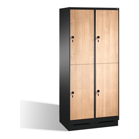 C+P Doppelstockspind Evolo auf Sockel, 4 Fächer, H1800xB800xT500mm Korpus Schwarzgrau