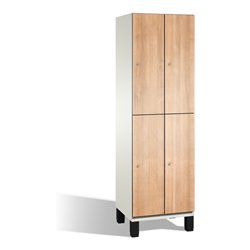 C+P Doppelstockspind Cambio auf Füßen, 4 Fächer, H1980xB600xT525mm, Reinweiß/Kirsche