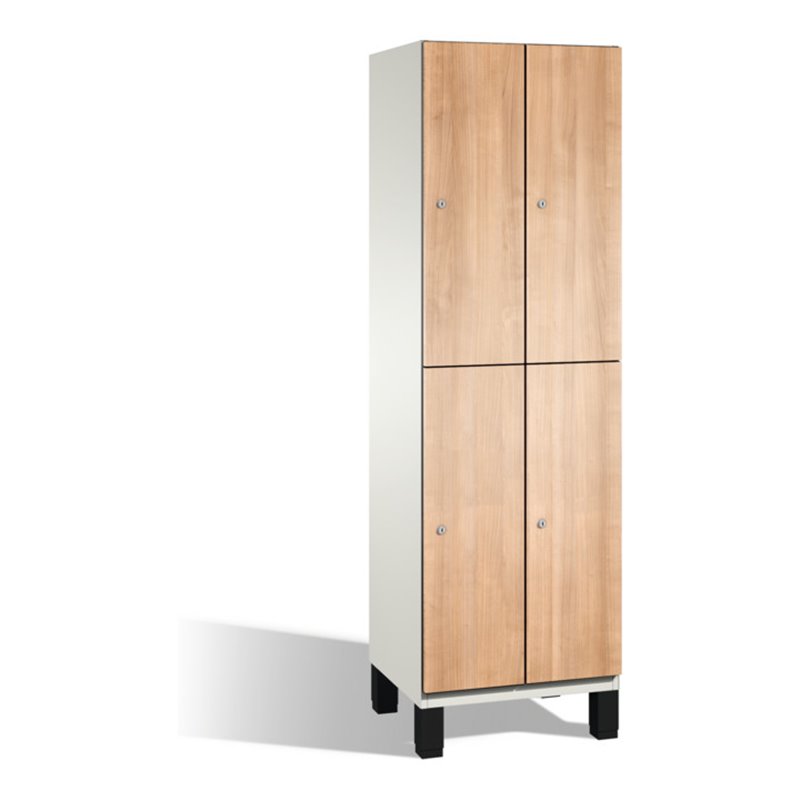 C+P Doppelstockspind Cambio auf Füßen, 4 Fächer, H1980xB600xT525mm, Reinweiß/Kirsche