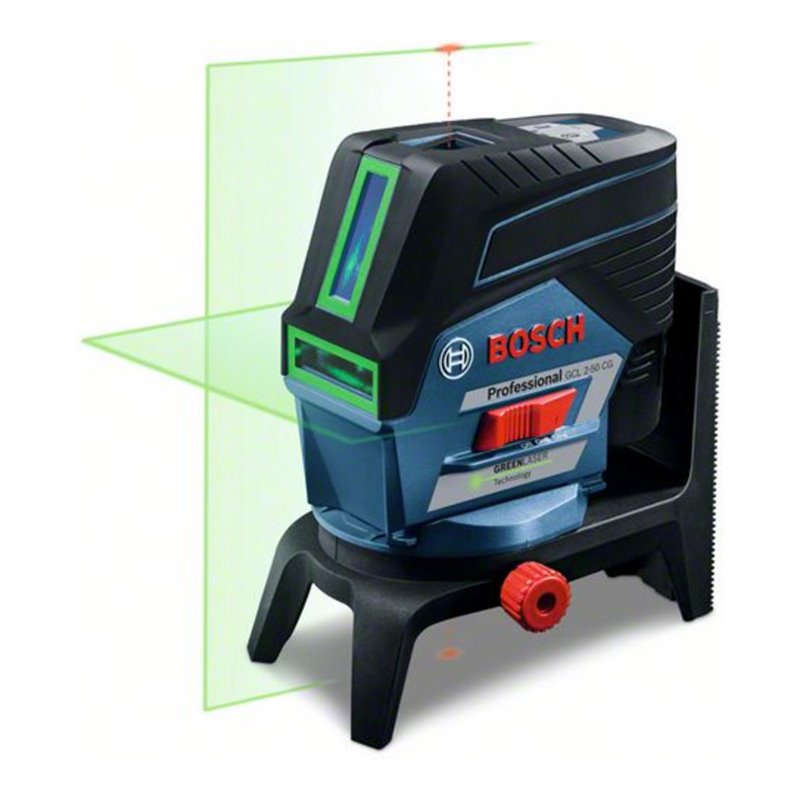 Bosch Linienlaser GCL 2-50 CG, mit Drehhalterung RM 2, 2 x 2,0 Ah Li-Ion Akku, USB Charger, 2 Einlagen, L-BOXX, Schutztasche