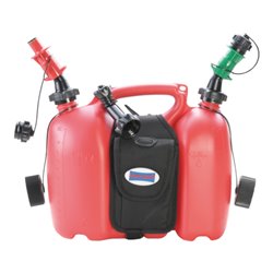 Hünersdorff Doppelkanister PROFI 6+3 L, HD-PE rot mit Satteltasche + Einfüllsysteme