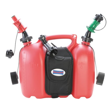 Hünersdorff Doppelkanister PROFI 6+3 L, HD-PE rot mit Satteltasche + Einfüllsysteme