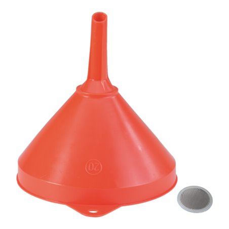 Hünersdorff Trichter HD-PE 208 mm mit Öse mit Überlaufrand und Sieb, rot