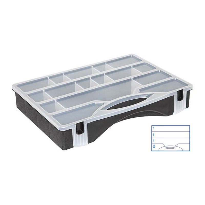 Hünersdorff PP-MAXI, 5 Fächer, 320 x 460 x 80 mm anthrazit, 18 variable Trennstege