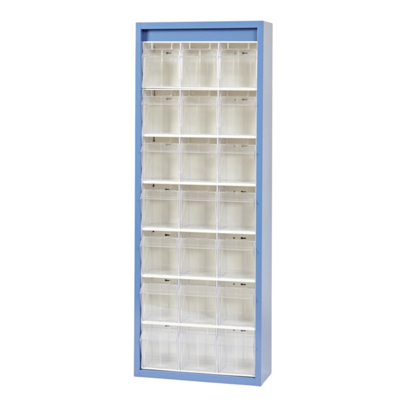 Hünersdorff MultiStore Magazin-Schrank 21 einbrennlackiertem Stahlblech, lichtgrau