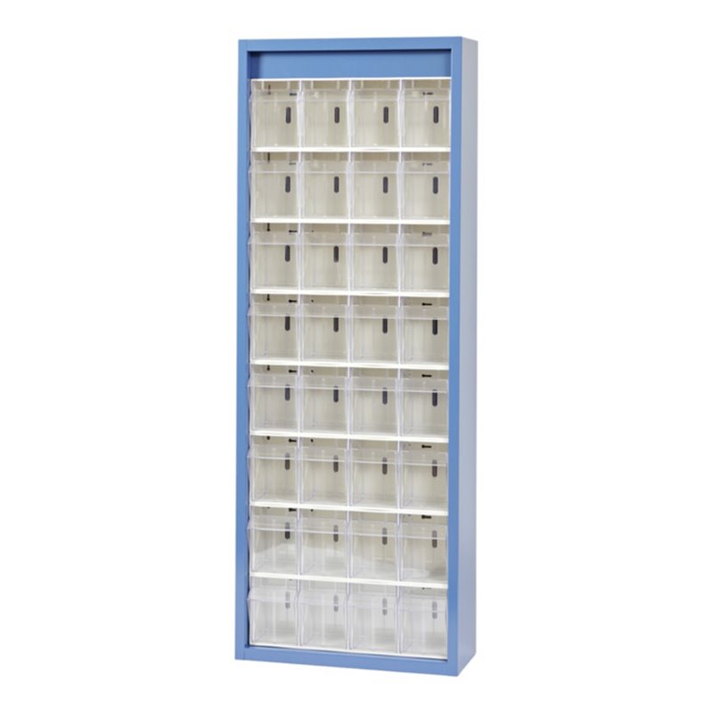 Hünersdorff MultiStore Magazin-Schrank 32 einbrennlackiertem Stahlblech, lichtgrau