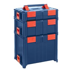 Hünersdorff BoxOnBox B-Set Werkzeugkoffer aus ABS dunkelblau/rot