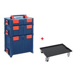 Hünersdorff BoxOnBox L Werkzeugkoffer aus ABS dunkelblau/rot, Innenmaße 300x400x312 mm