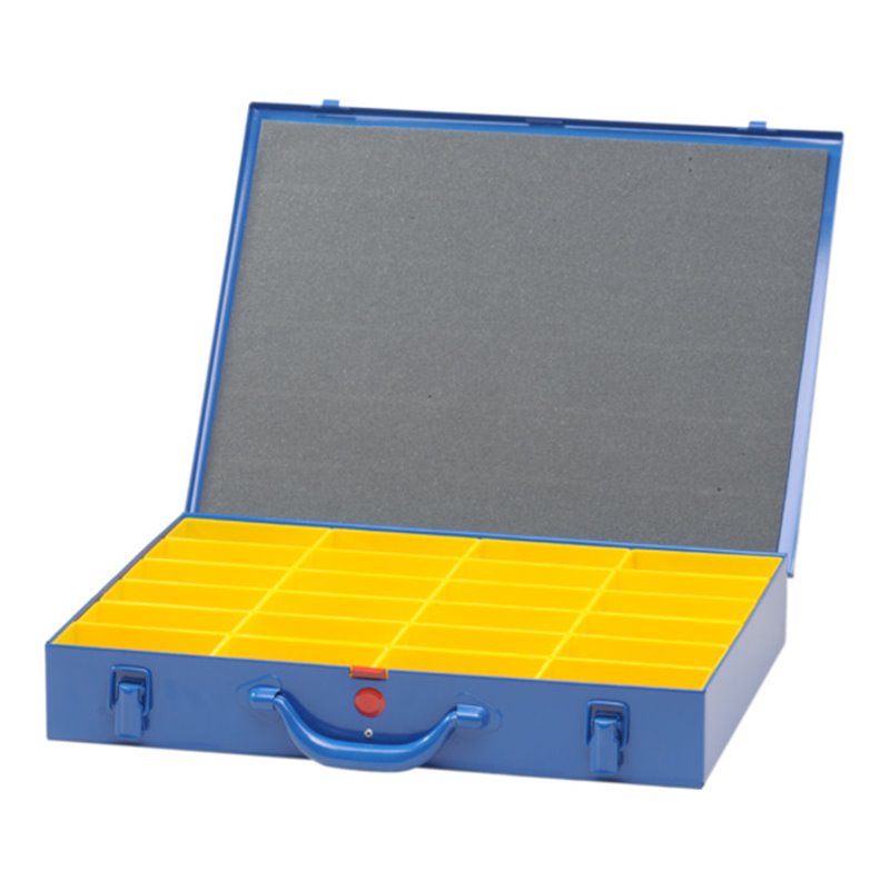 Hünersdorff Metall-Kleinteile-Koffer 24 Einsatzboxen 330x440x66 mm, dunkelblau