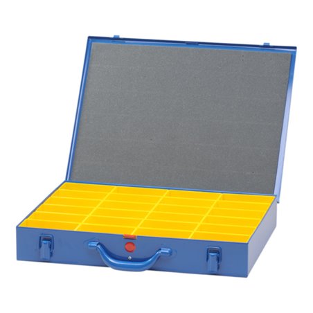 Hünersdorff Metall-Kleinteile-Koffer 24 Einsatzboxen 330x440x66 mm, dunkelblau