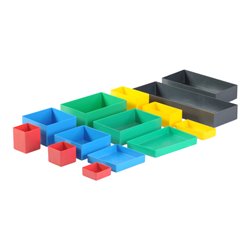 Hünersdorff Metall-Kleinteile-Koffer 24 Einsatzboxen 330x440x66 mm, dunkelblau