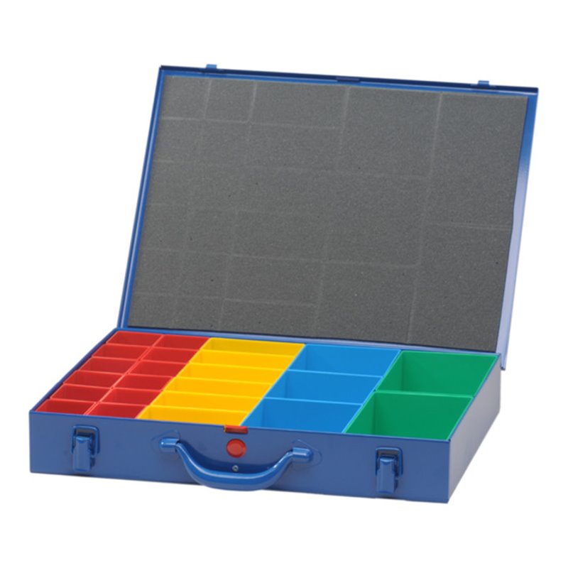 Hünersdorff Metall-Kleinteile-Koffer 23 Einsatzboxen 330x440x66 mm, dunkelblau
