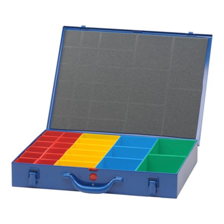 Hünersdorff Metall-Kleinteile-Koffer 23 Einsatzboxen 330x440x66 mm, dunkelblau