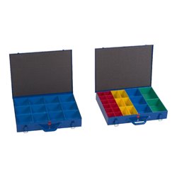Hünersdorff Metall-Kleinteile-Koffer 23 Einsatzboxen 330x440x66 mm, dunkelblau