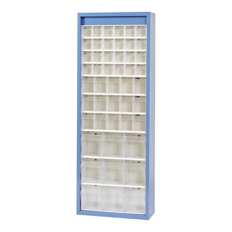 Hünersdorff MultiStore Magazin-Schrank 48 einbrennlackiertem Stahlblech, lichtgrau