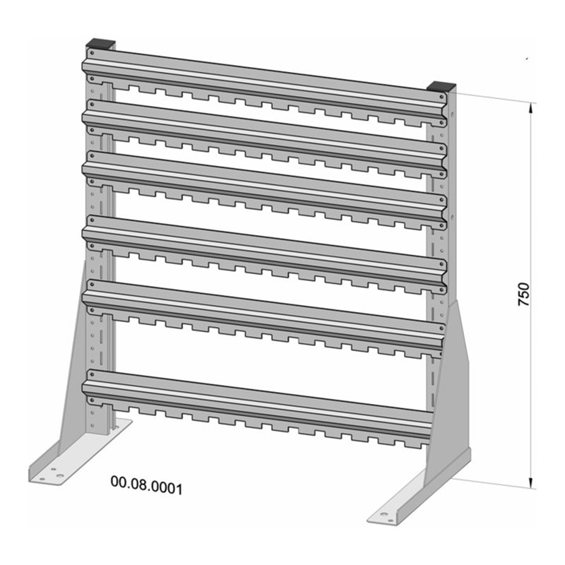 Hünersdorff Standregal einseitig unbestückt pulverbeschichtet lichtgrau, 720x750mm