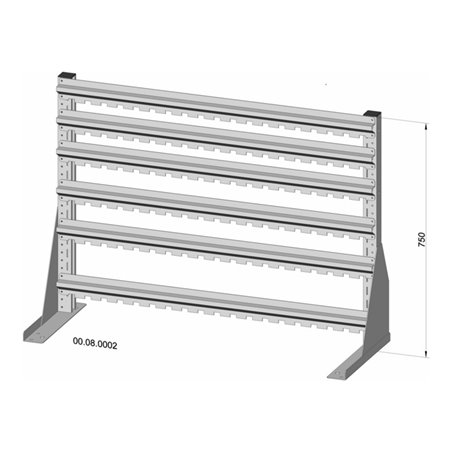 Hünersdorff Standregal einseitig unbestückt pulverbeschichtet lichtgrau, 1030x750mm