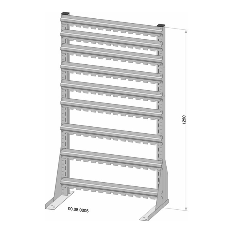 Hünersdorff Standregal einseitig unbestückt pulverbeschichtet lichtgrau, 720x1250mm