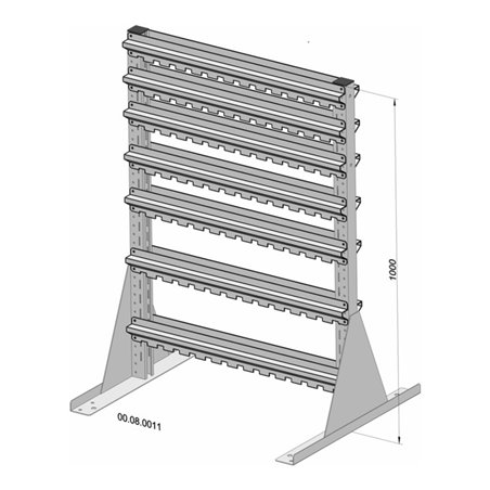 Hünersdorff Standregal zweiseitig unbestückt pulverbeschichtet lichtgrau, 720x1000mm