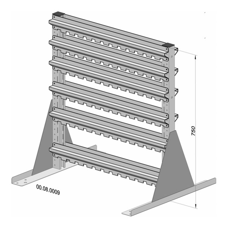 Hünersdorff Standregal zweiseitig unbestückt pulverbeschichtet lichtgrau, 720x750mm