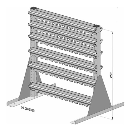 Hünersdorff Standregal zweiseitig unbestückt pulverbeschichtet lichtgrau, 720x750mm