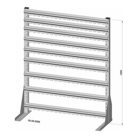 Hünersdorff Standregal einseitig unbestückt pulverbeschichtet lichtgrau, 1030x1250mm
