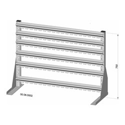 Hünersdorff Standregal einseitig 42 Sichtboxen PS pulverbeschichtet lichtgrau, 1030x750mm