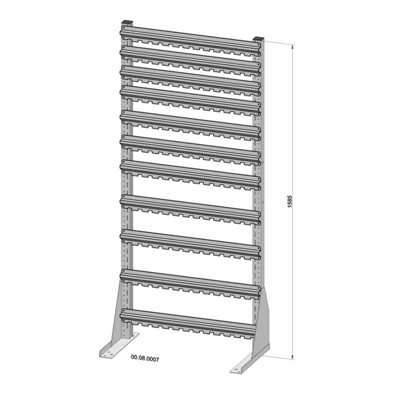 Hünersdorff Standregal einseitig unbestückt pulverbeschichtet lichtgrau, 720x1585mm