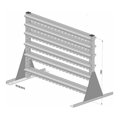 Hünersdorff Standregal zweiseitig unbestückt pulverbeschichtet lichtgrau, 1030x750mm