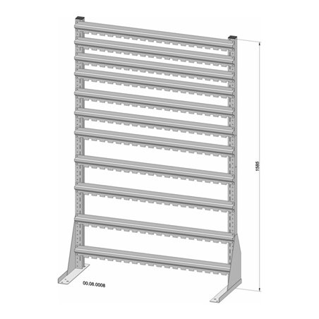 Hünersdorff Standregal einseitig unbestückt pulverbeschichtet lichtgrau, 1030x1585mm