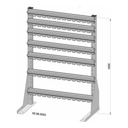 Hünersdorff Standregal einseitig 31 Sichtboxen PS pulverbeschichtet lichtgrau, 720x1000mm