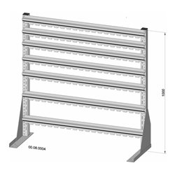 Hünersdorff Standregal einseitig 46 Sichtboxen PS pulverbeschichtet lichtgrau, 1030x1000mm