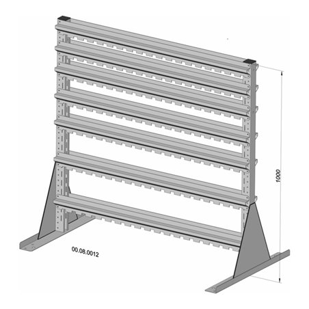 Hünersdorff Standregal zweiseitig unbestückt pulverbeschichtet lichtgrau, 1030x1000mm