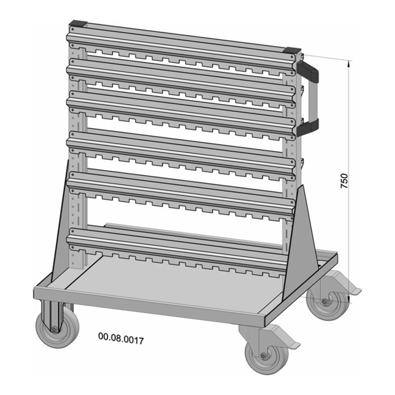 Hünersdorff Fahrregal zweiseitig unbestückt pulverbeschichtet lichtgrau, 720x905mm