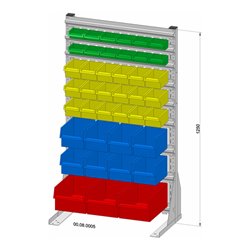 Hünersdorff Standregal einseitig 41 Sichtboxen PS pulverbeschichtet lichtgrau, 720x1250mm