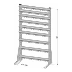 Hünersdorff Standregal einseitig 41 Sichtboxen PS pulverbeschichtet lichtgrau, 720x1250mm
