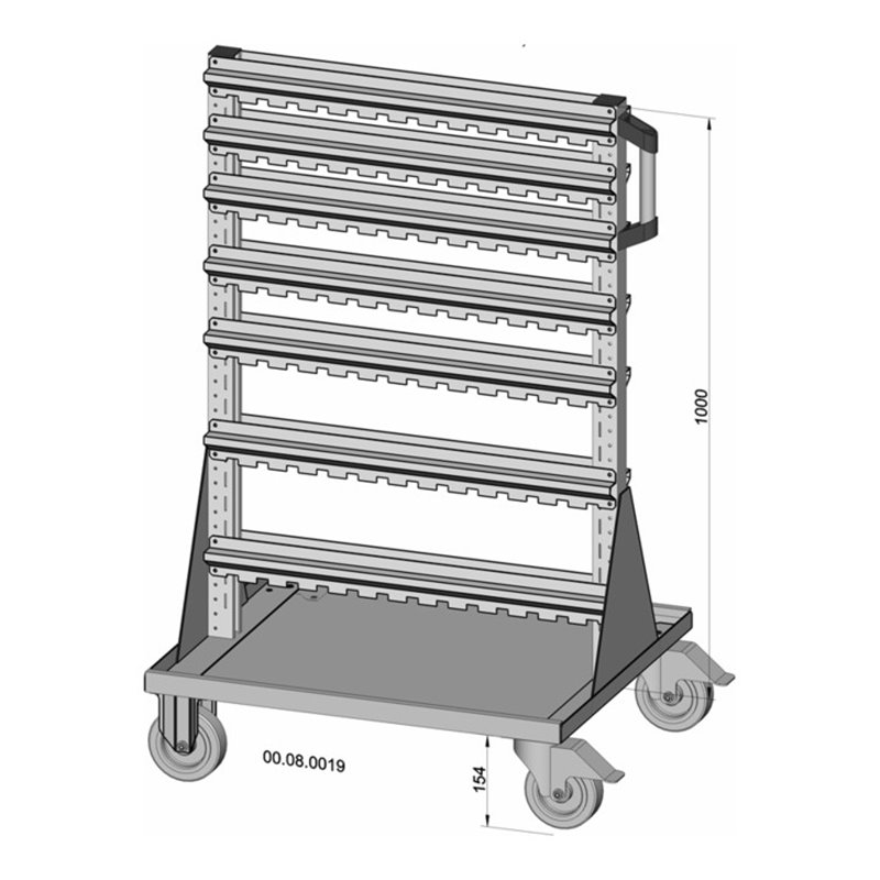 Hünersdorff Fahrregal zweiseitig unbestückt pulverbeschichtet lichtgrau, 720x1155mm